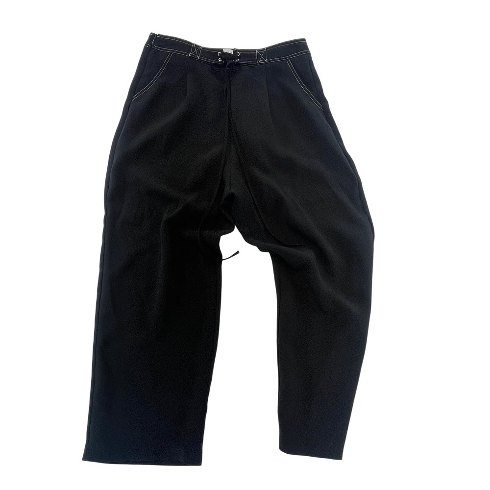 Shakuhachi Black Pants Women's Size 29‎ Lace Up Front Wide Leg Cropped